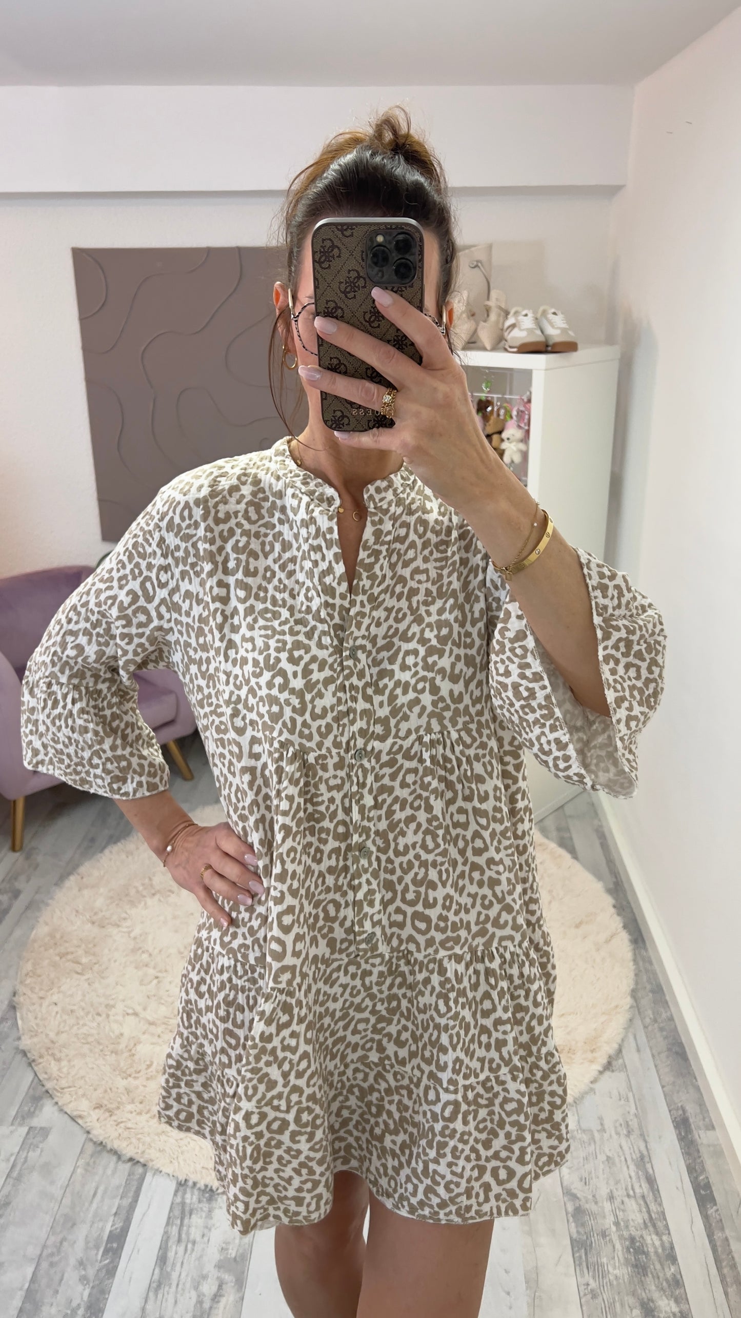 Musselin-Kleid Leo 3/4 Arm