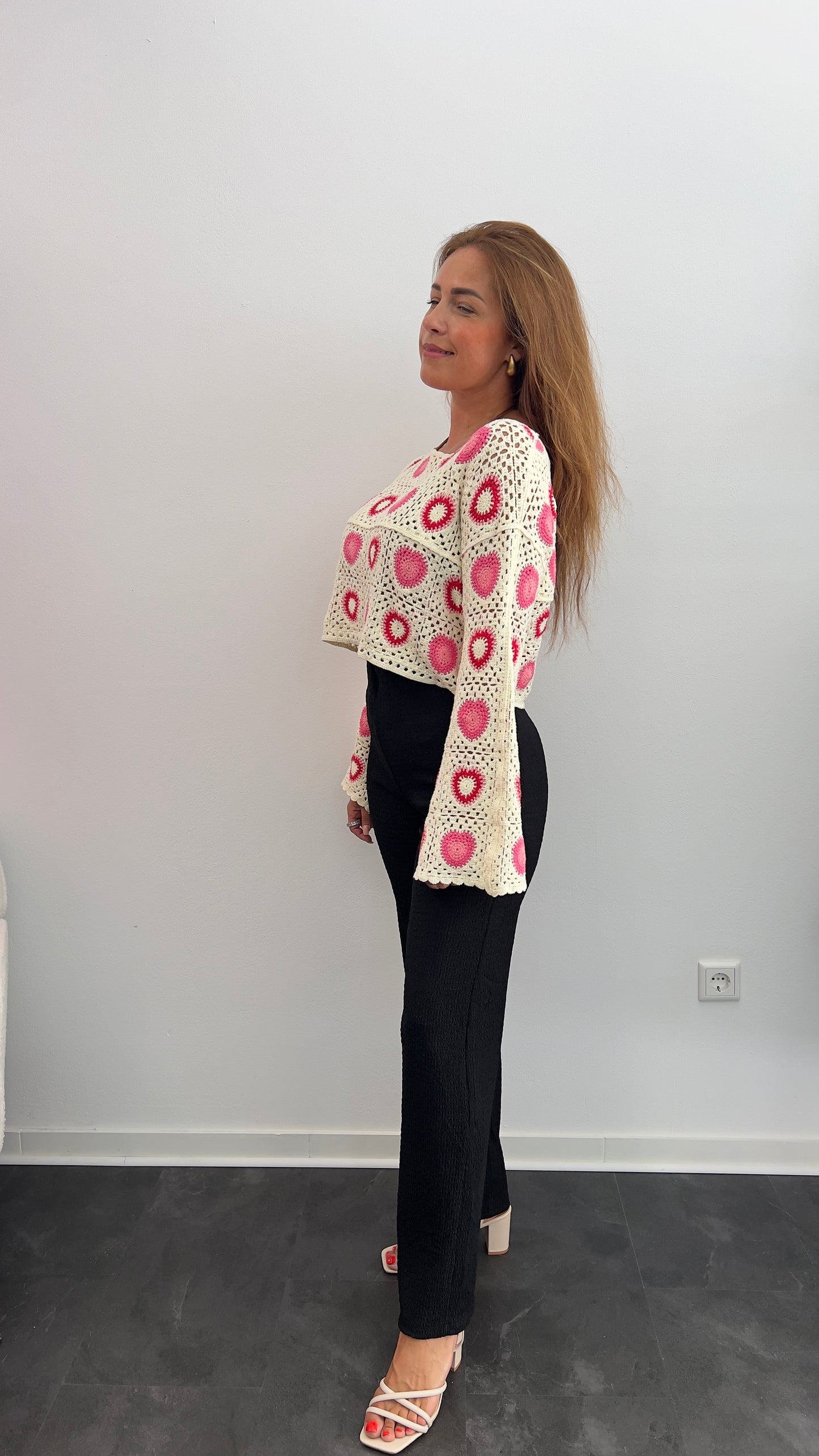 Weite Crinkle-Hose – Schwarz