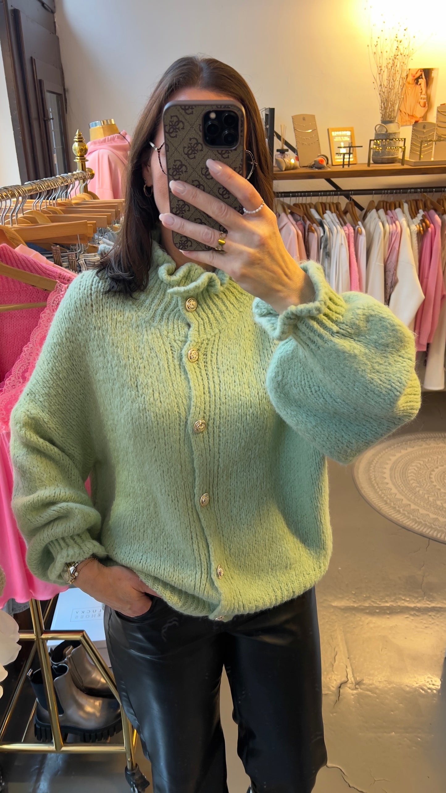 Strickjacke Cleo Lindgrün