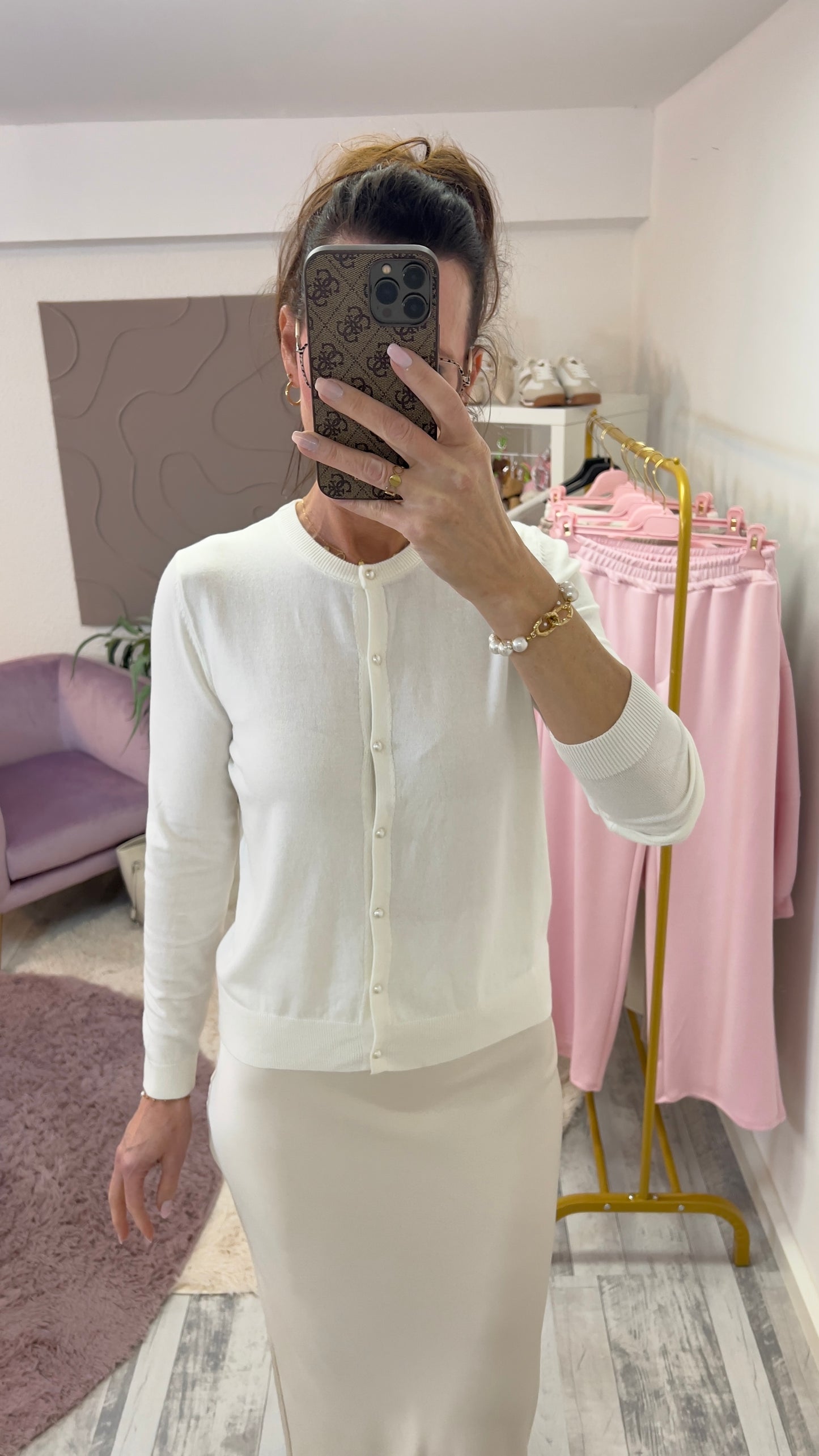 Strickjacke "Stella" Wollweiß