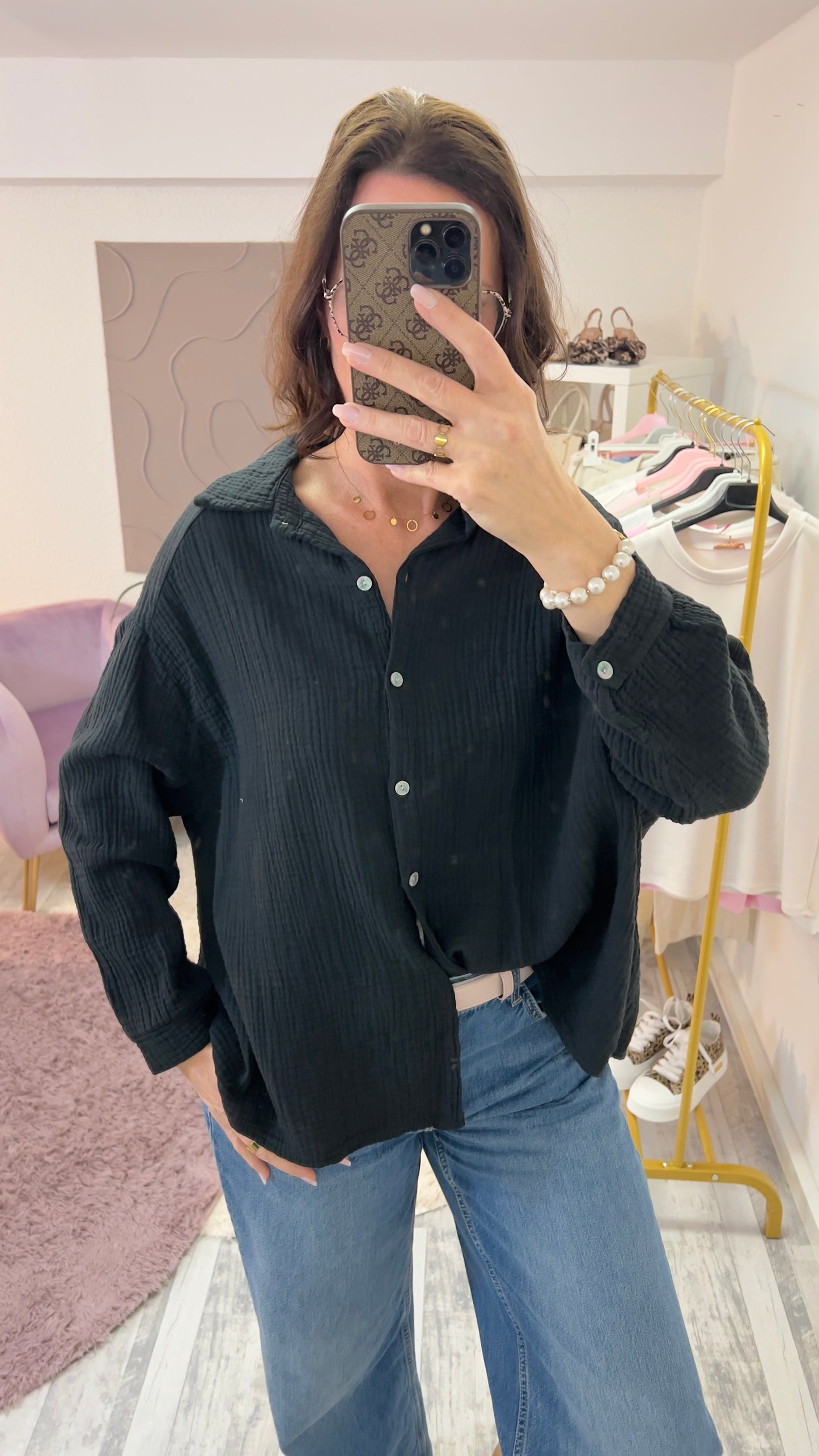 Musselin-Bluse Uni verschiedene Farben