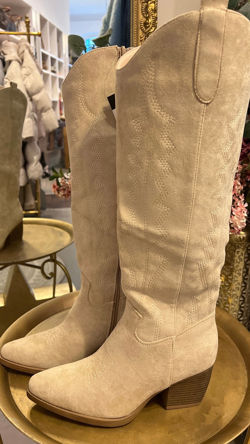 Cowboy Stiefel beige hoch