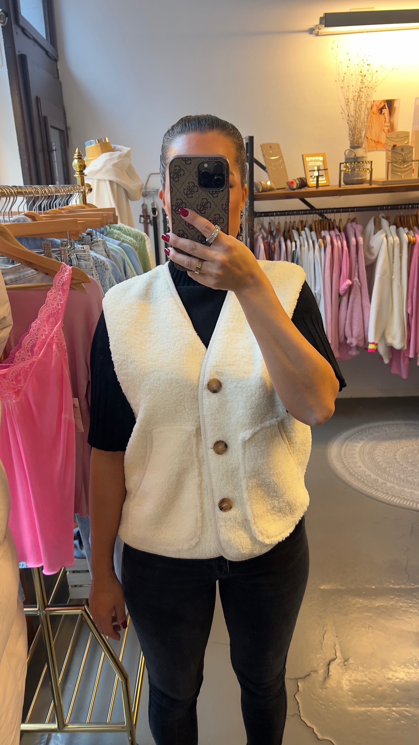 Teddyfell Weste wollweiß