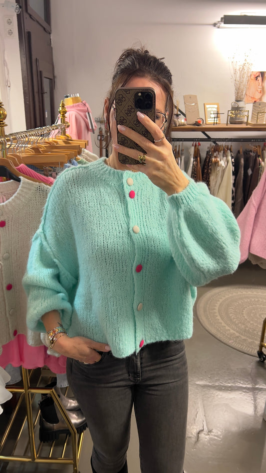 Strickjacke „Lilly“ oversize kurz mintgrün