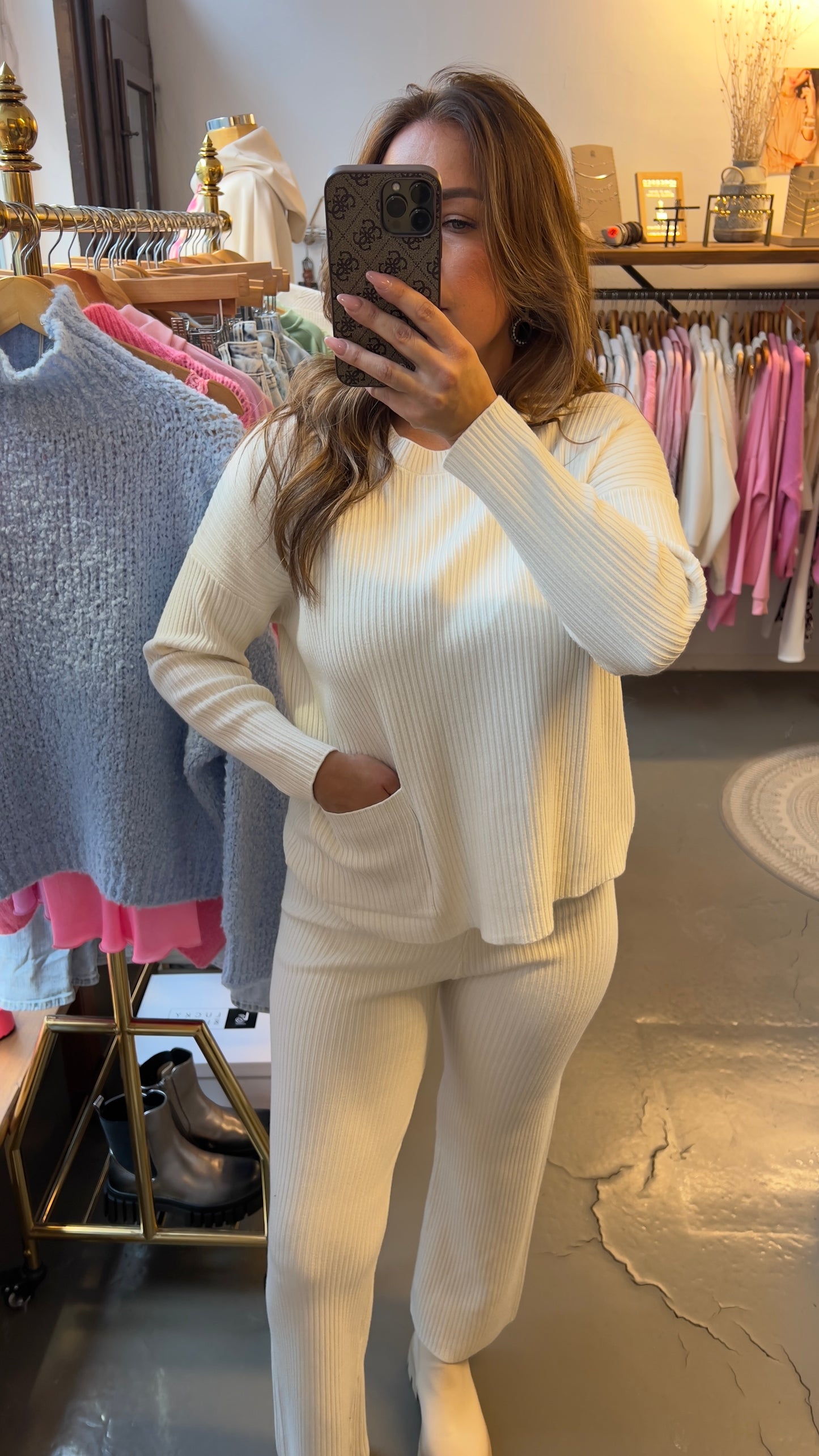 Strick 2-Teiler ecru