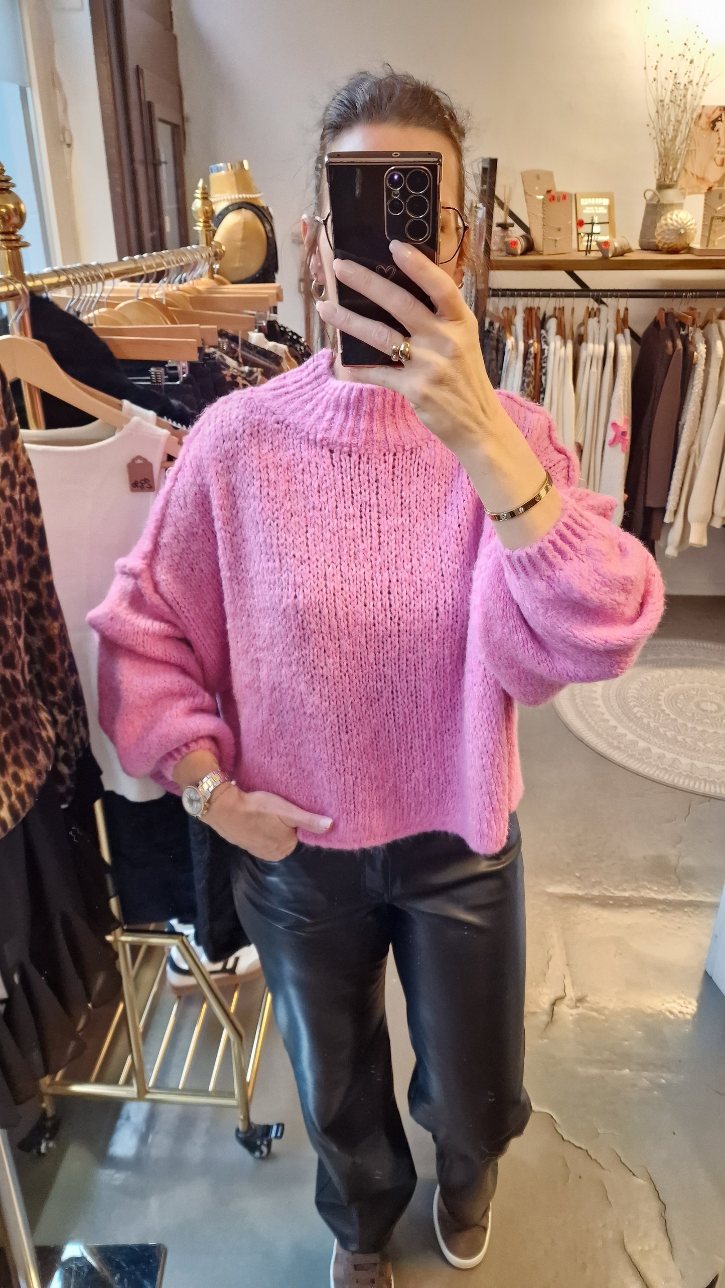 Strickpullover „Ella kurz“ pink