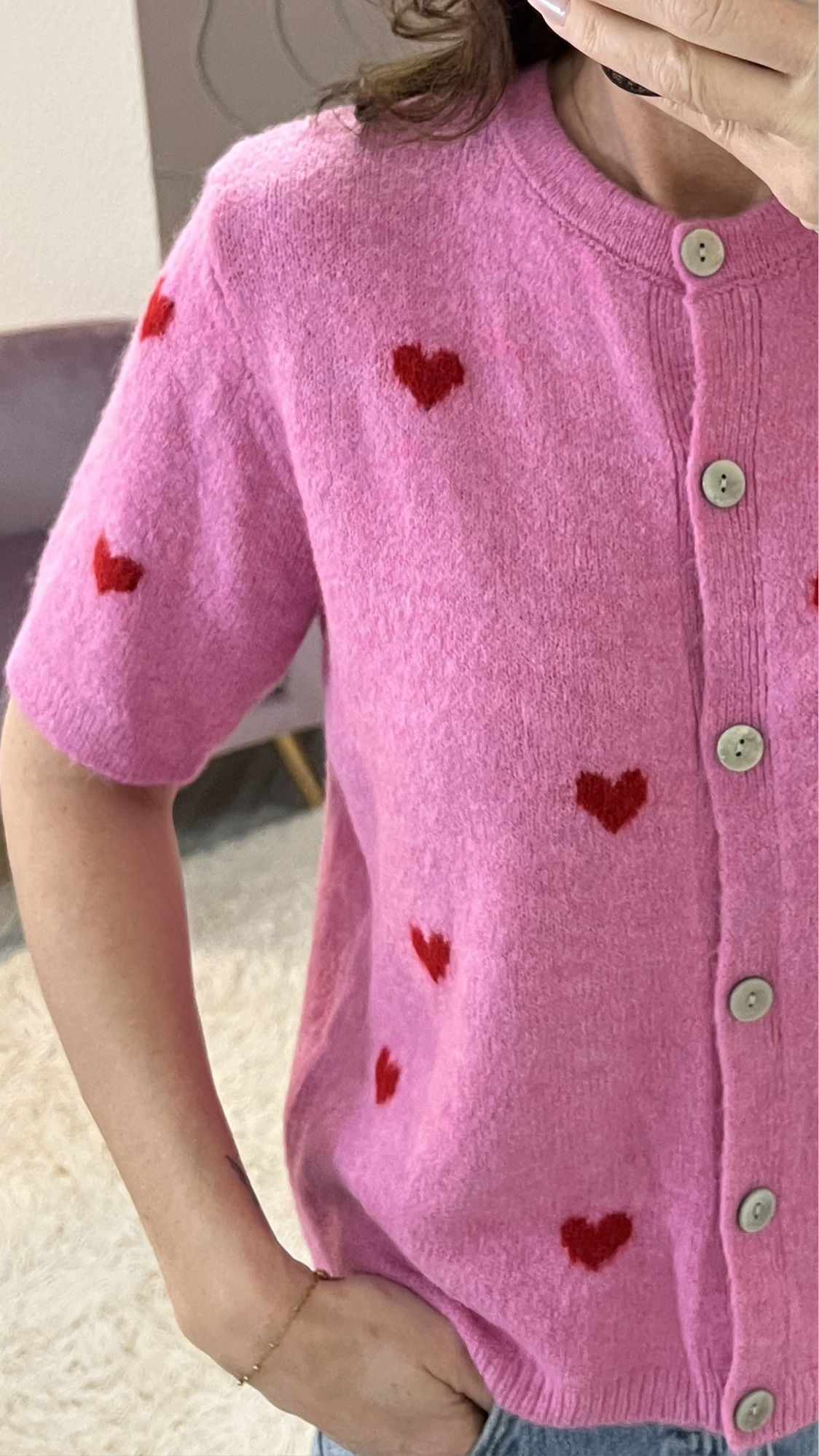 Strickjacke „Love“ Kurzarm