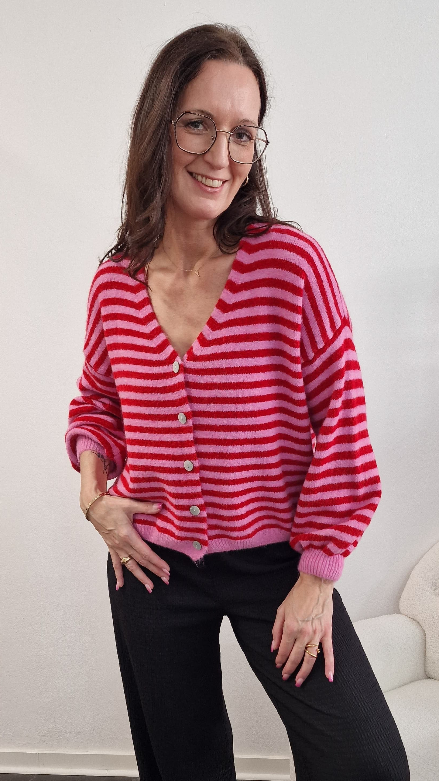 Strickjacke gestreift