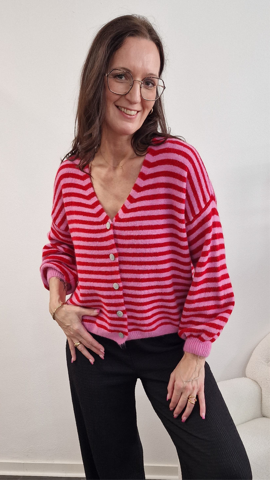 Strickjacke gestreift