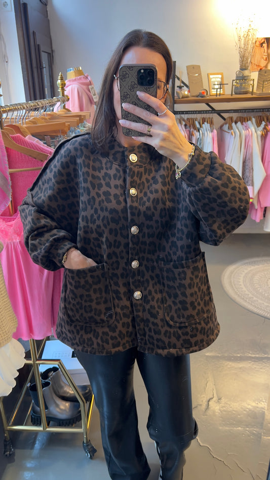 Shirtjacke oversize Leo schwarz/braun