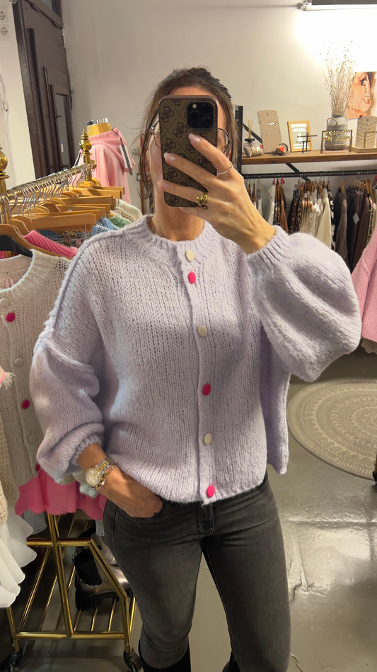 Strickjacke „Lilly“ oversize kurz flieder