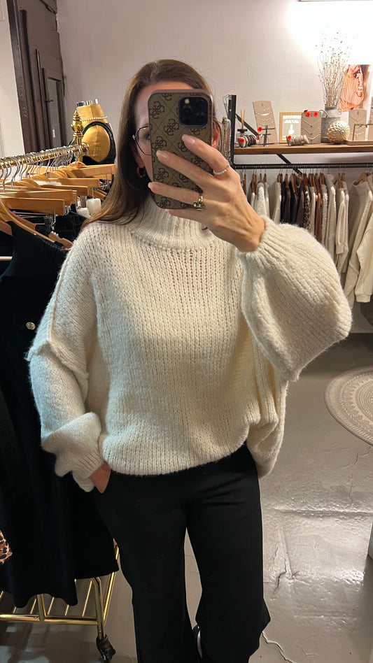 Strickpullover „Ella kurz“ ecru