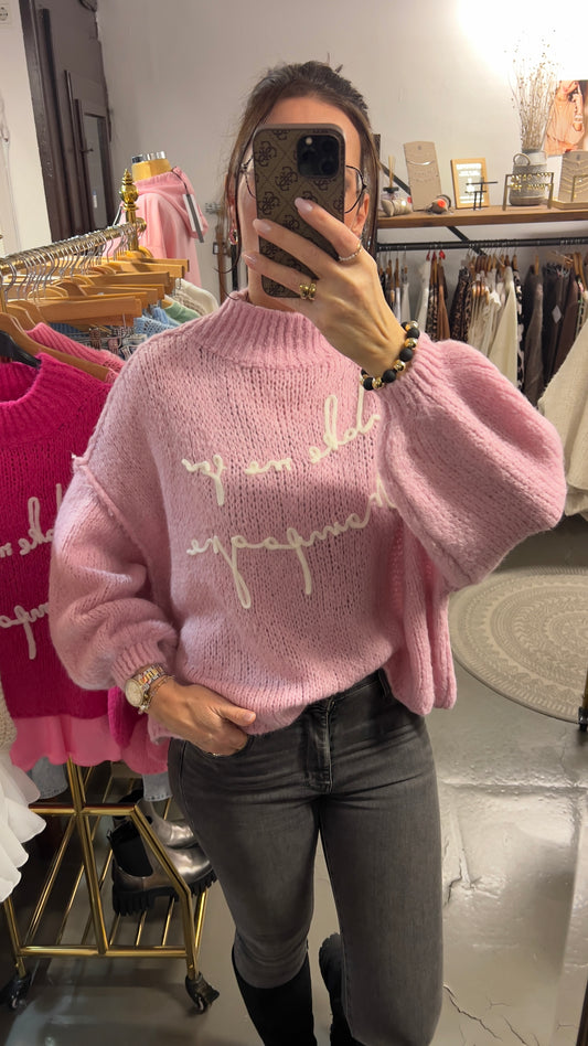 Strickpullover „Juna“ oversize kurz rosa