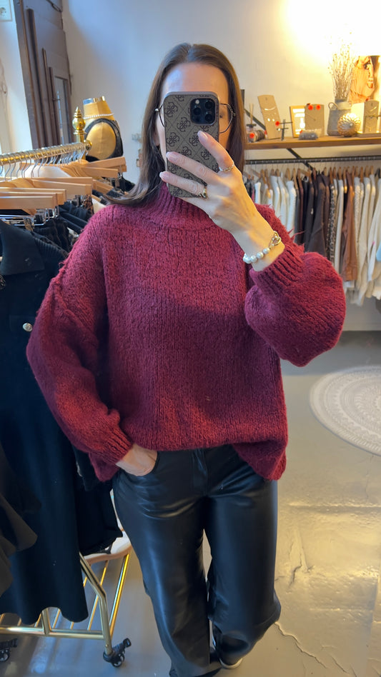 Strickpullover „Ella“ dunkelrot