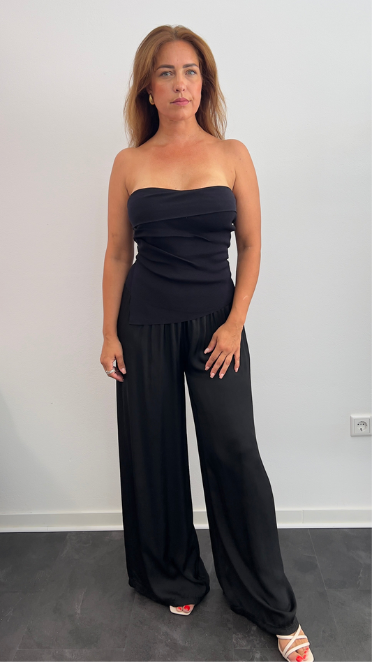 Schulterfreies Bandeau-Top mit Wasserfallausschnitt
